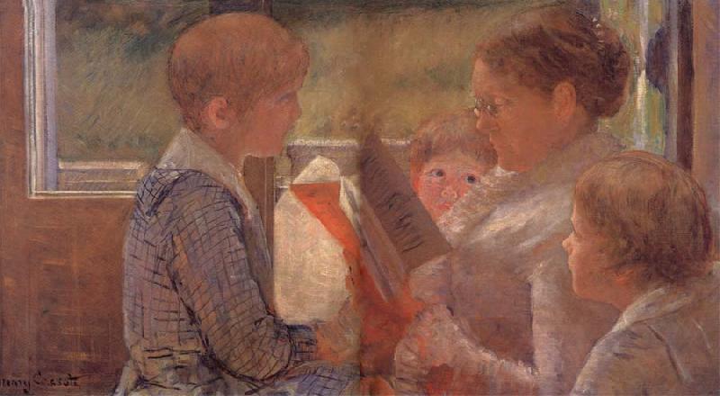 Mary Cassatt Mary readinf for her grandchildren Germany oil painting art